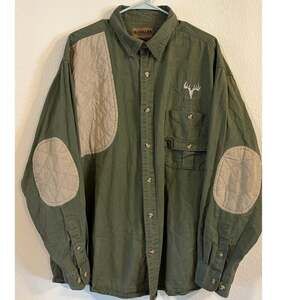 Magellan Sportswear Men's Olive Green Hunting Shooting Shirt XXL Quilted Patches